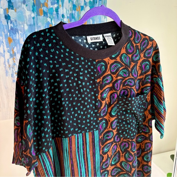 GITANO Mens Multi Patterned T-Shirt (38/M) - Picture 2 of 4